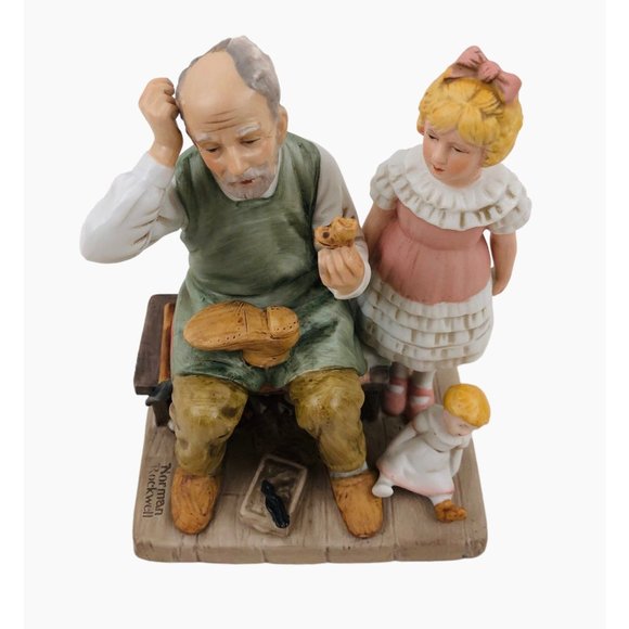 Vintage Normal Rockwell Collectors Club The Shoemaker Annual Figurine Man Girl - Picture 9 of 10